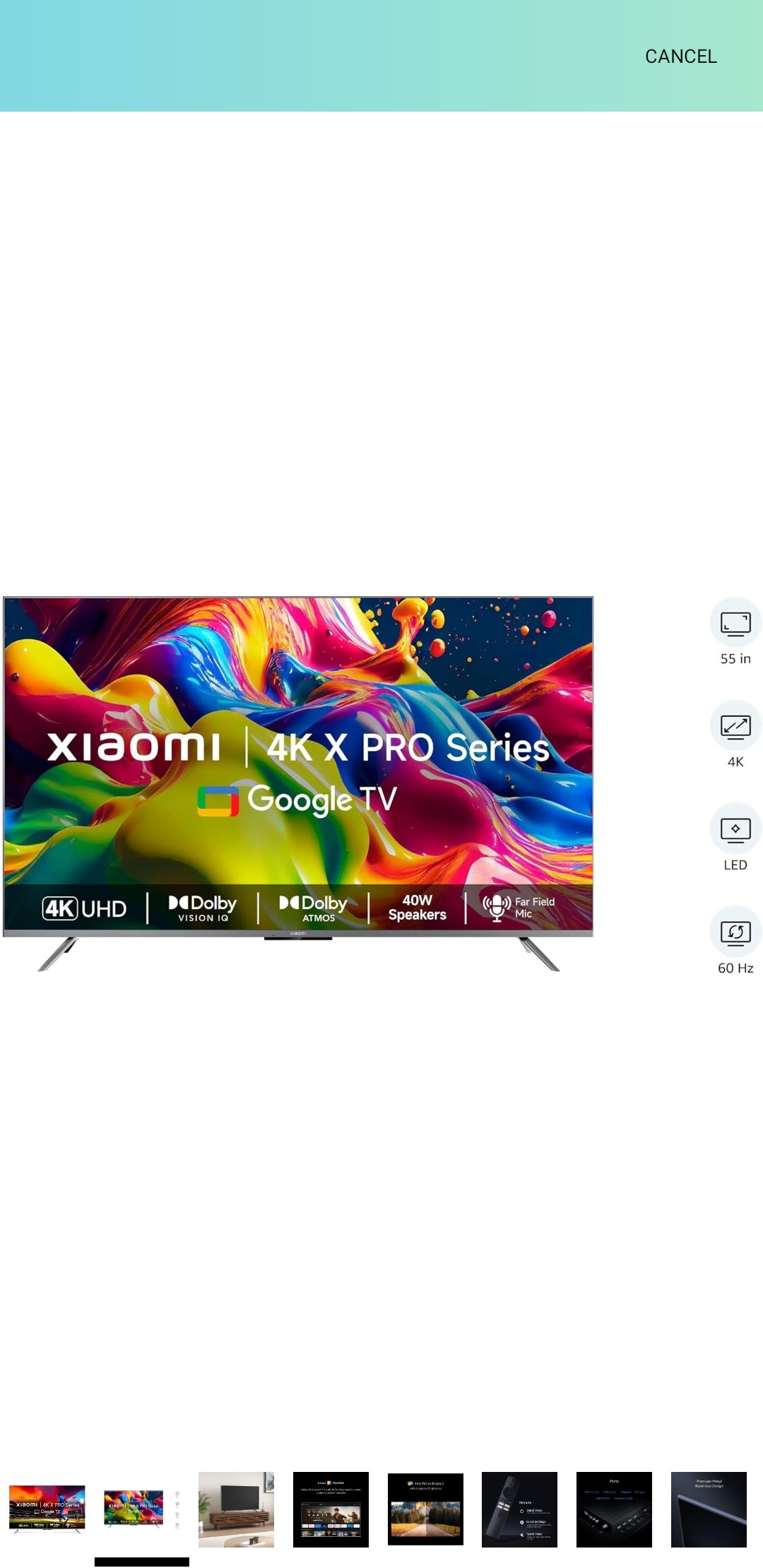 Xiaomi 138 cm (55 inches) X Pro 4K Dolby Vision IQ Series Smart Google LED TV L55M8-5XIN (Black)